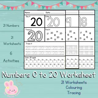 0 to 20 Numbers worksheets - Practice with 6 Activities on each number – sample page 2
