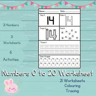 0 to 20 Numbers worksheets - Practice with 6 Activities on each number – sample page 3
