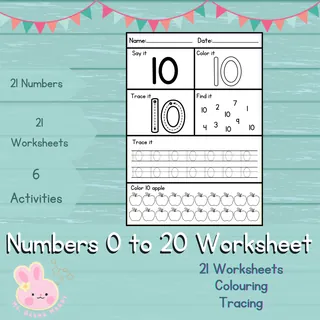 0 to 20 Numbers worksheets - Practice with 6 Activities on each number – sample page 4