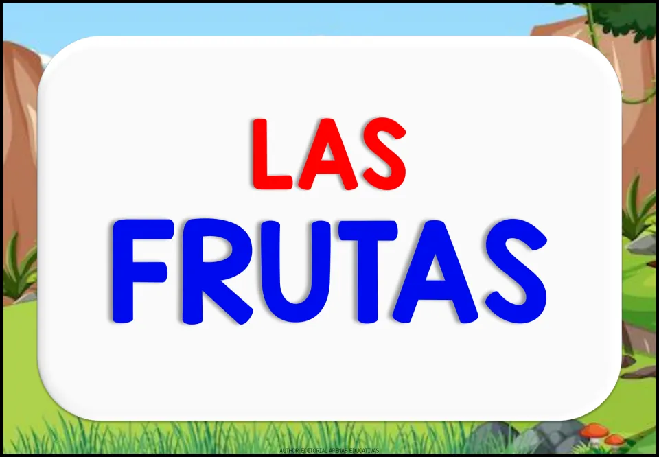 Heading page in the Spanish clothing flashcard resource reading “LAS FRUTAS” (fruits), despite the clothing topic