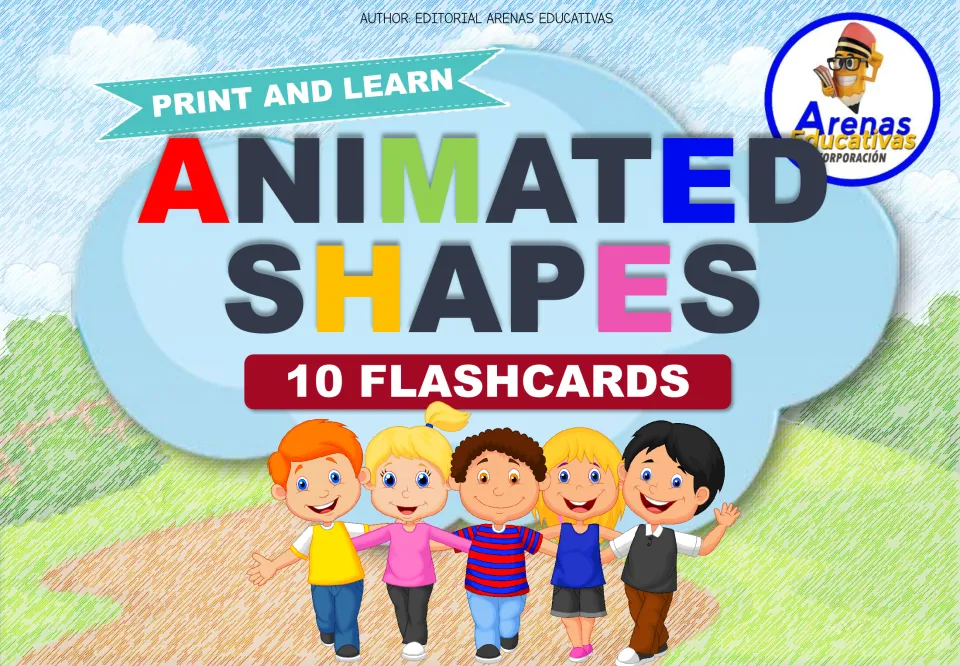 Cover of the geometric-shape fingerpainting resource, headed 'Animated Shapes' and '10 Flashcards'
