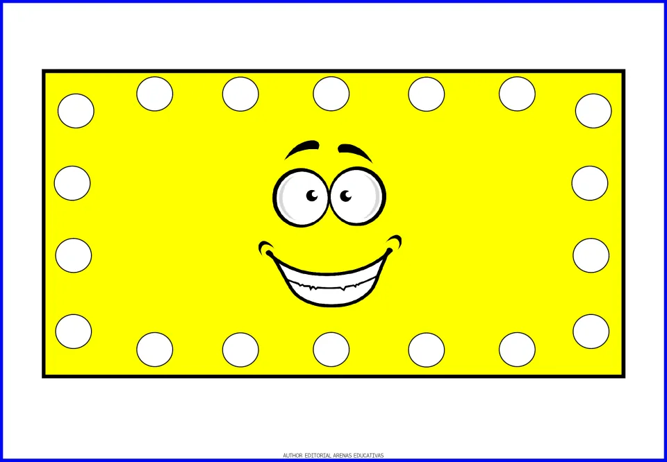 Rectangle card in the shape fingerpainting resource: a yellow rectangle with a face and white painting dots