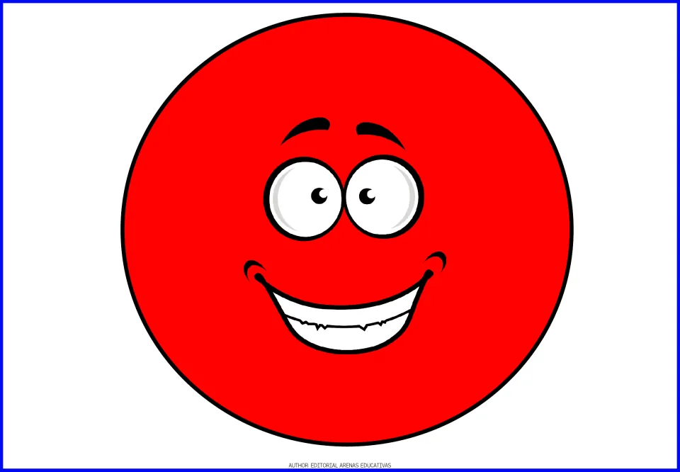 Circle flashcard in the geometric shape set, showing one red circle with a smiling face for shape recognition