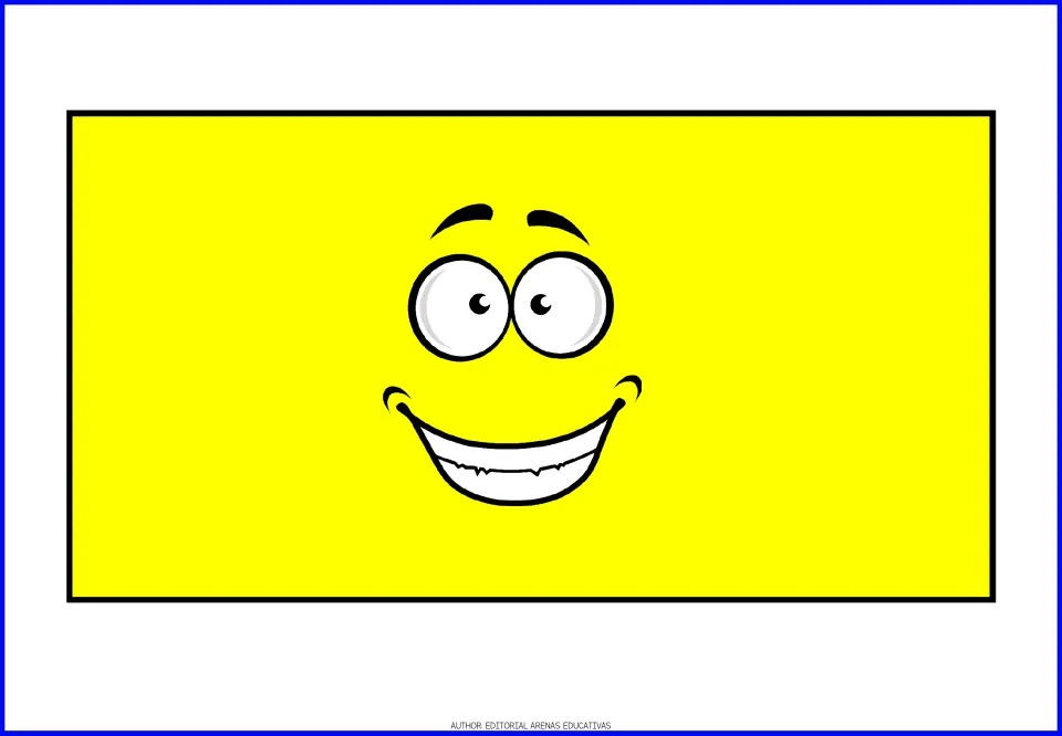 Rectangle flashcard in the geometric shape set, showing a yellow rectangle with a smiling face