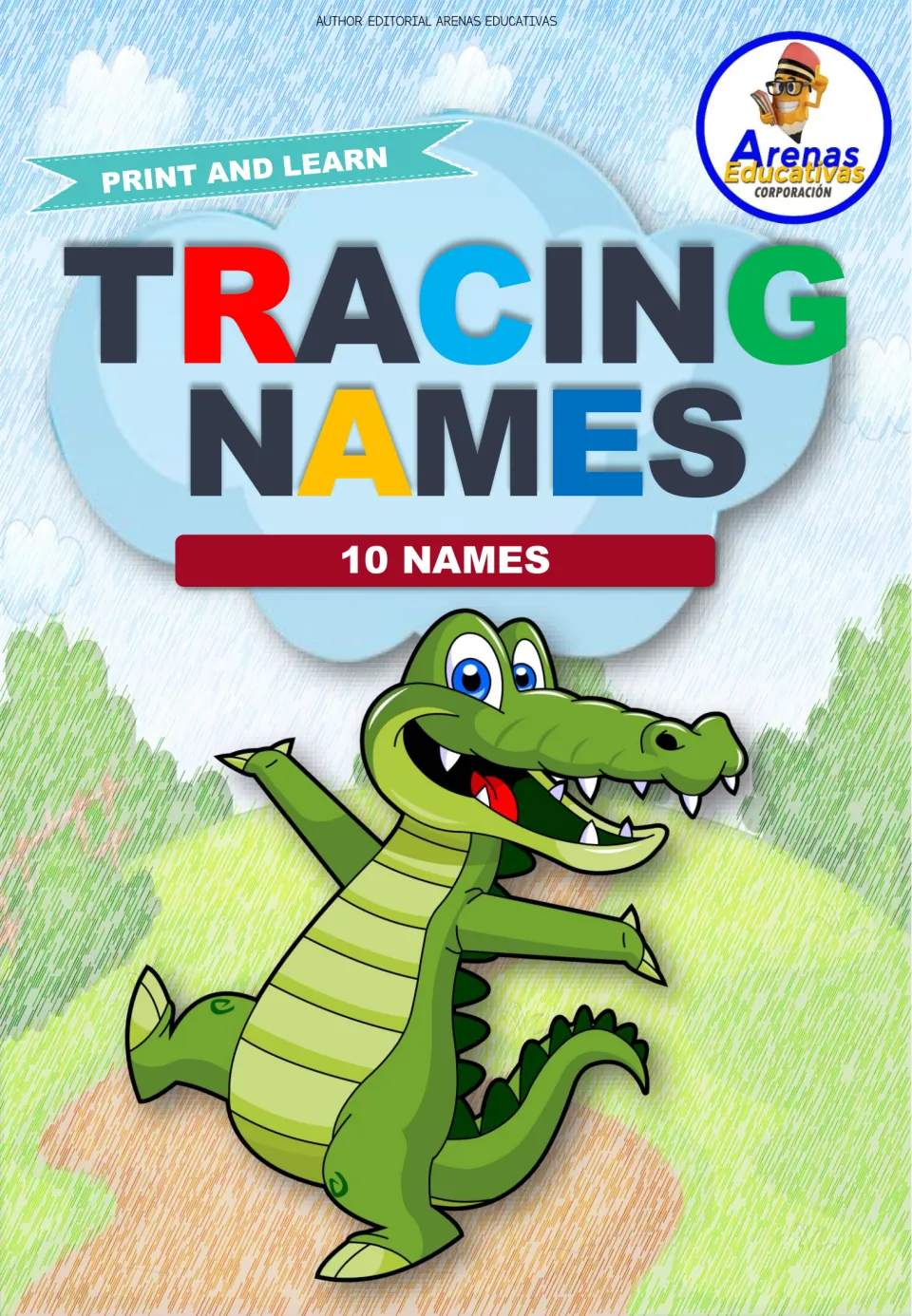 Cover of the Spanish animal-name tracing flashcard resource, labeled 'Tracing Names' and '10 Names'