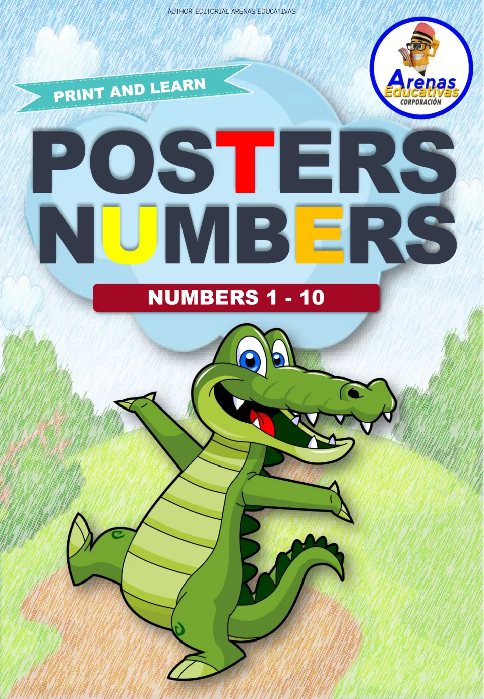 Cover of the counting poster set, labeled 'POSTERS NUMBERS,' 'NUMBERS 1 - 10,' and 'PRINT AND LEARN'