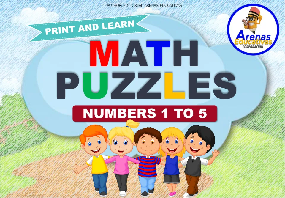 Cover of the weather-themed counting puzzle resource, labeled 'Math Puzzles' and 'Numbers 1 to 5'.