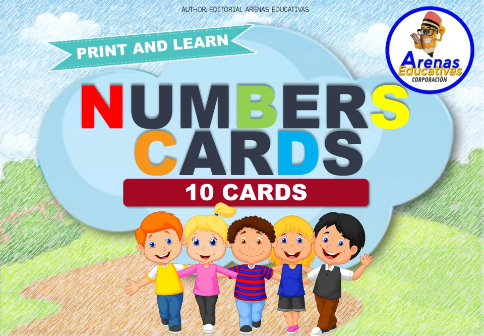 Cover of the animal-themed number flashcard set, labeled “Numbers Cards,” “10 Cards,” and “Print and Learn”