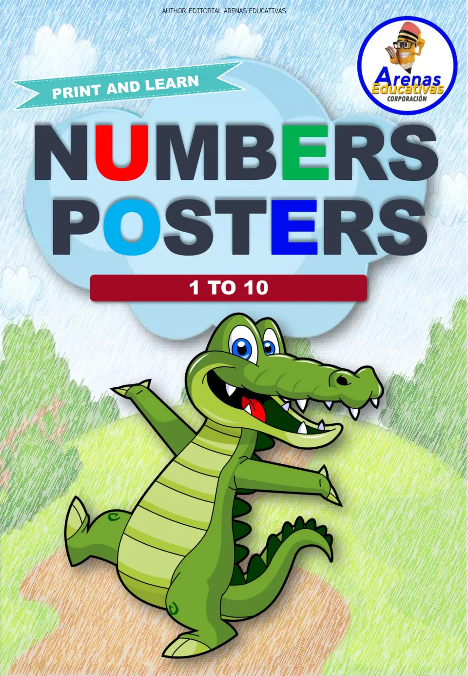 Cover of the number poster set, labeled 'Numbers Posters' and '1 to 10,' with the phrase 'Print and Learn'.