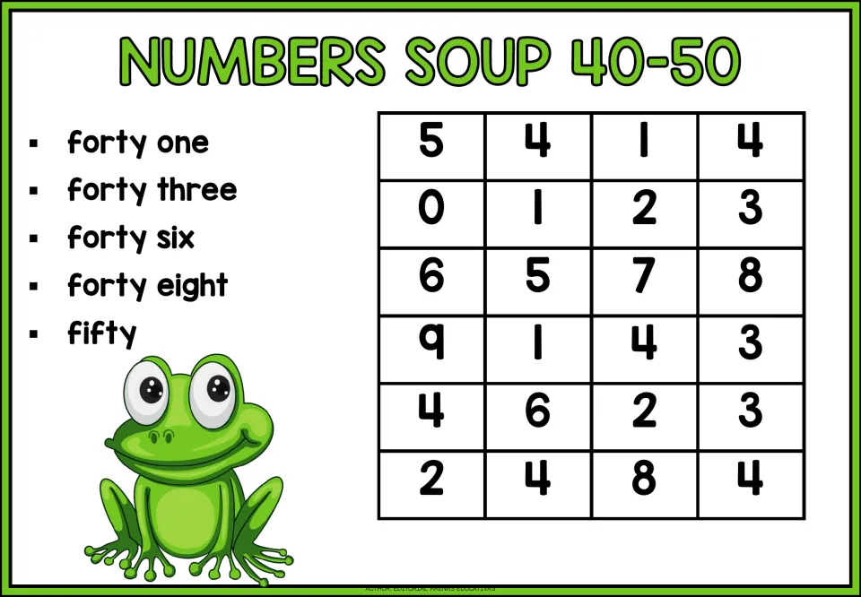 Number search for 40–50: find numerals matching forty-one, forty-three, forty-six, forty-eight, and fifty.
