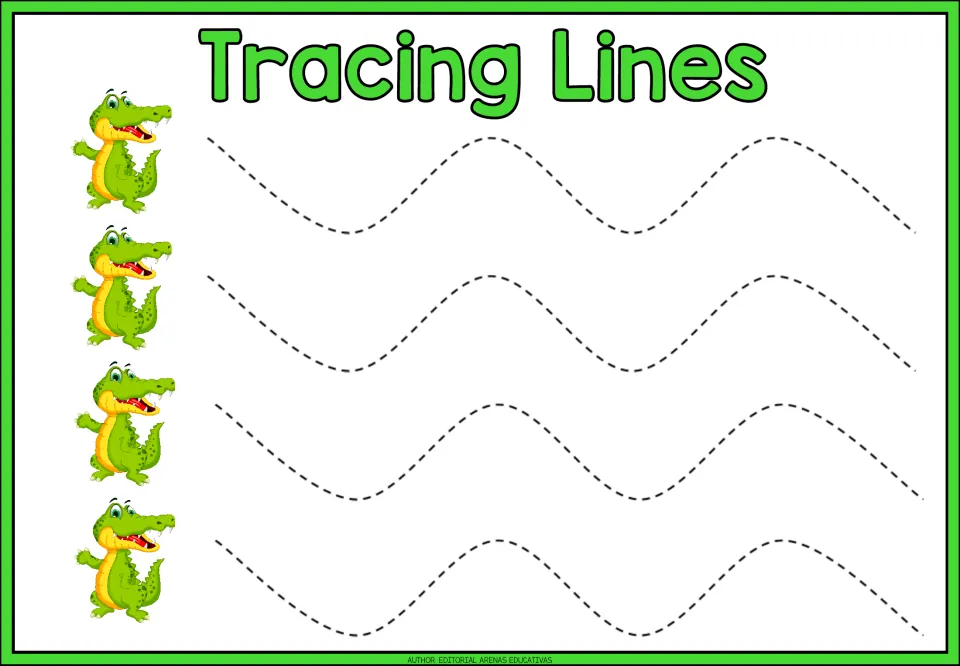 Tracing practice sheet 3 of 9: four repeated wavy paths with rounded peaks and valleys of matching height