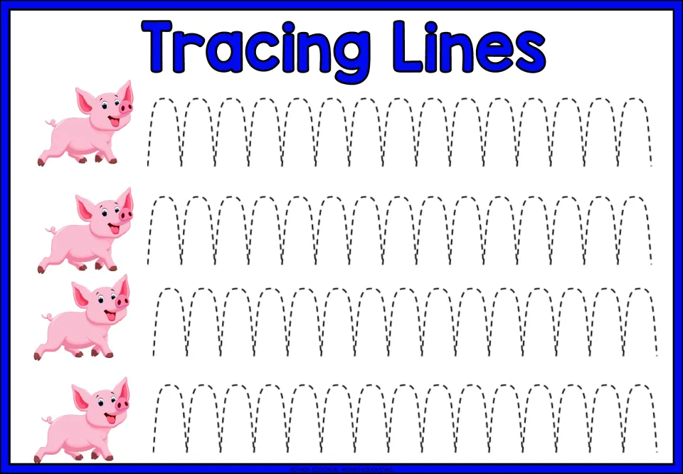 Tracing practice sheet 9 of 9: four repeated paths of tall, narrow arches joined at pointed bottoms