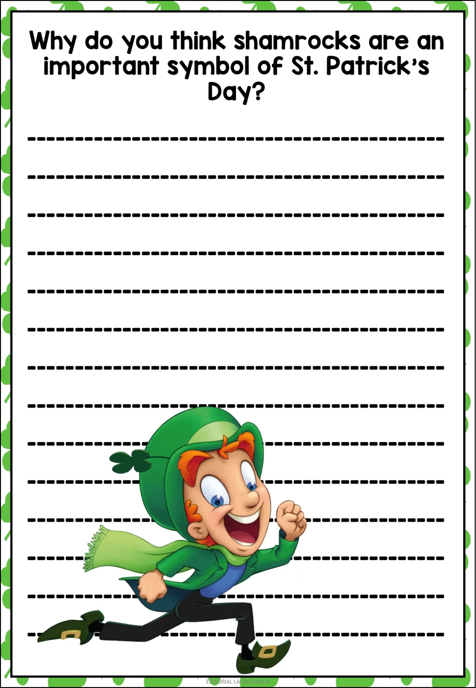 Shamrock symbol prompt: students give their reasons why shamrocks are an important symbol of St. Patrick's Day