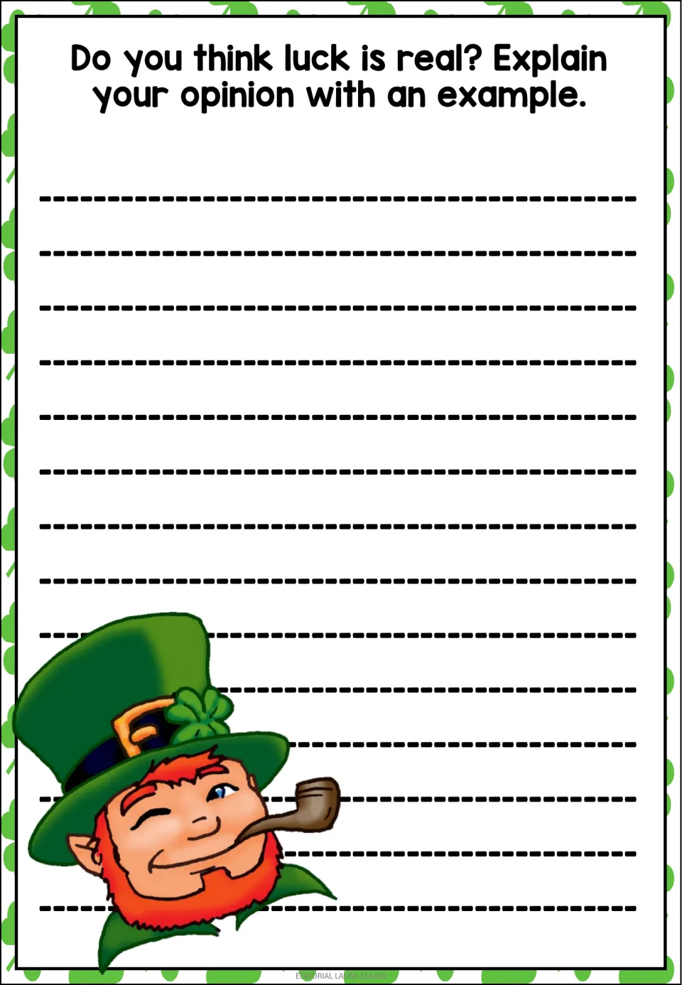 Luck opinion prompt: students state an opinion on whether luck is real and support it with an example