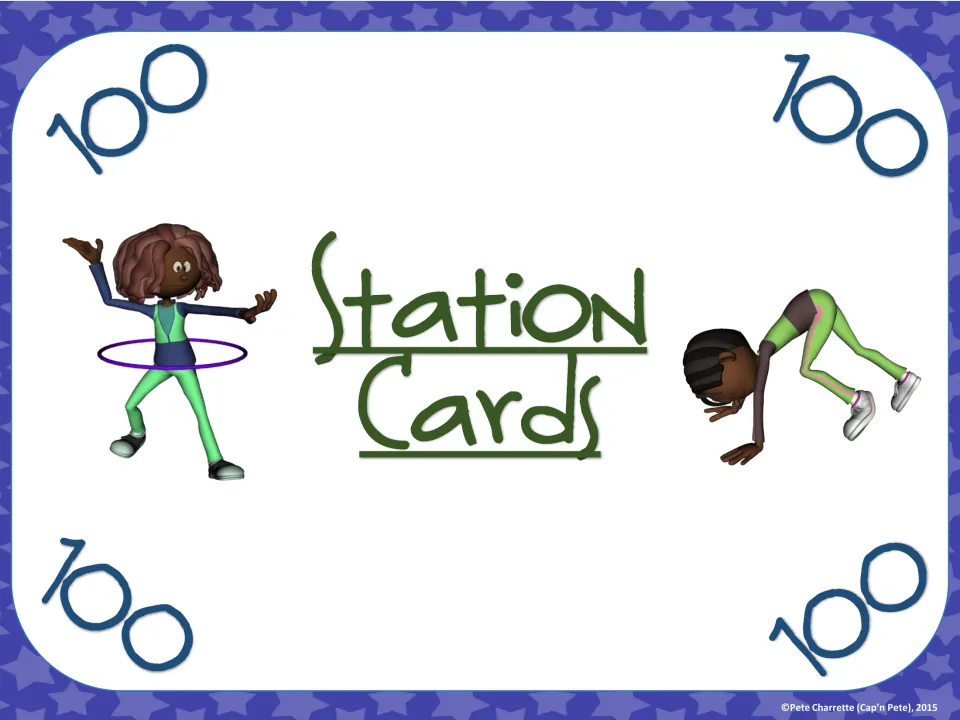 Station Cards section divider introducing the individual movement cards for the 100th day celebration