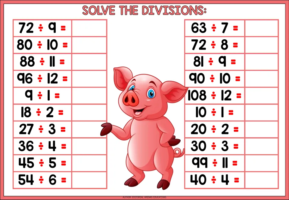 Quotients of 8, 9 and 10: students solve 20 division facts including 96 ÷ 12, 108 ÷ 12, 99 ÷ 11 and 40 ÷ 4