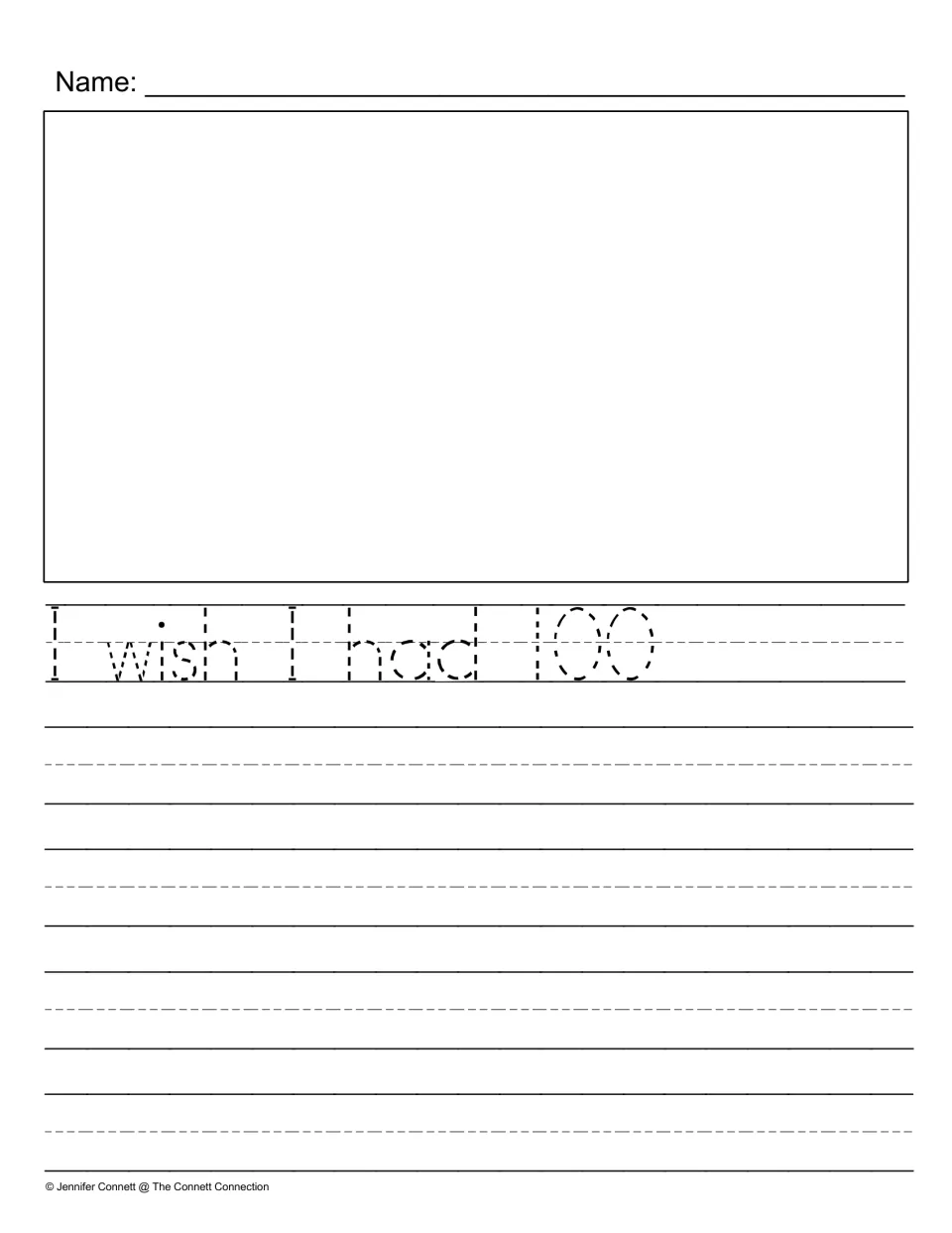 100th day wish prompt: students trace the dotted starter "I wish I had 100", then draw their idea and finish the sentence
