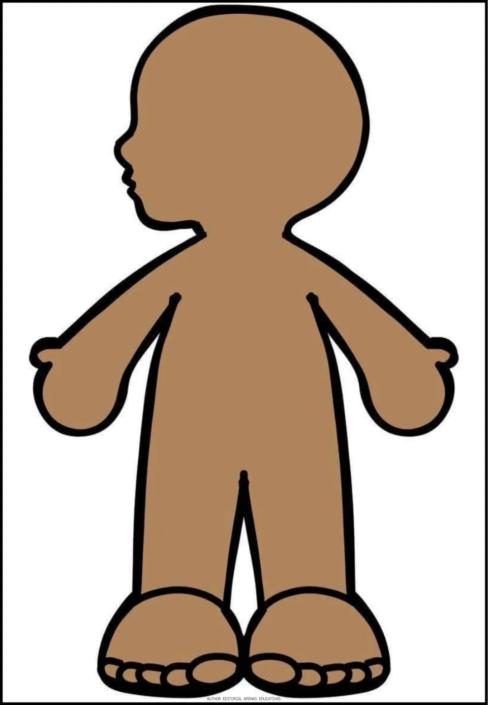 Blank human body outline in a brown skin tone, a second base figure choice for building each body system