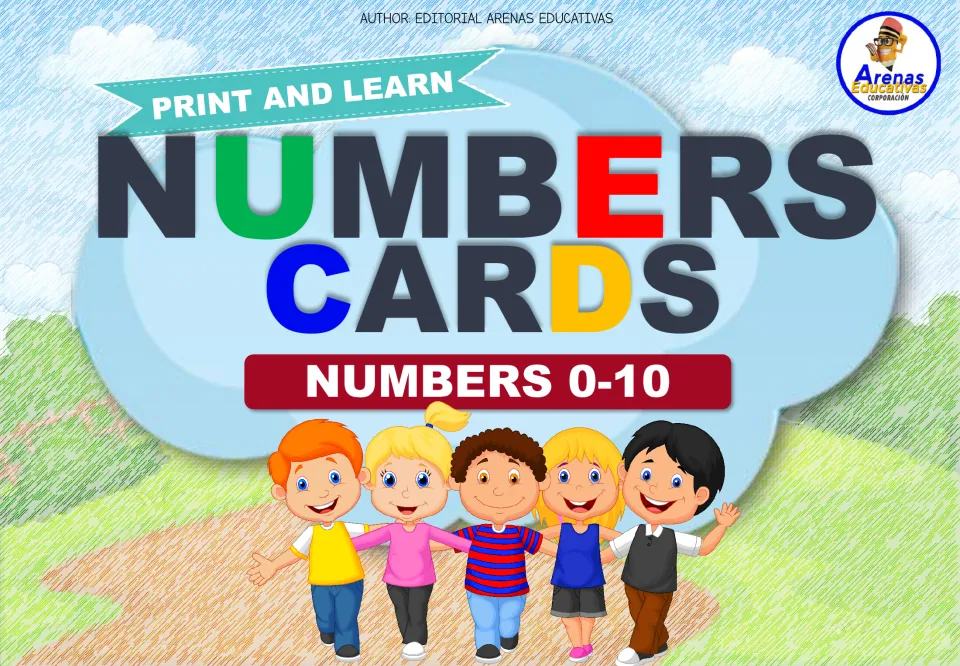 Cover of the vehicle-themed number flashcard set, labeled 'Print and Learn', 'Numbers Cards', and 'Numbers 0-10'