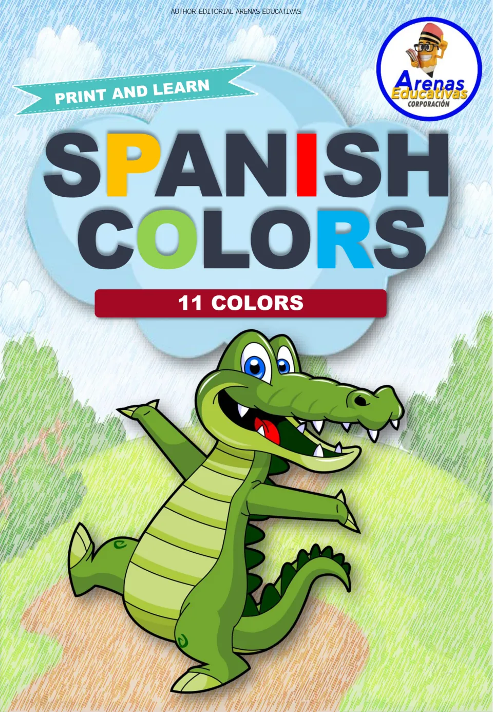 Spanish colors coloring minibook cover labeled 'Spanish Colors,' '11 Colors,' and 'Print and Learn'