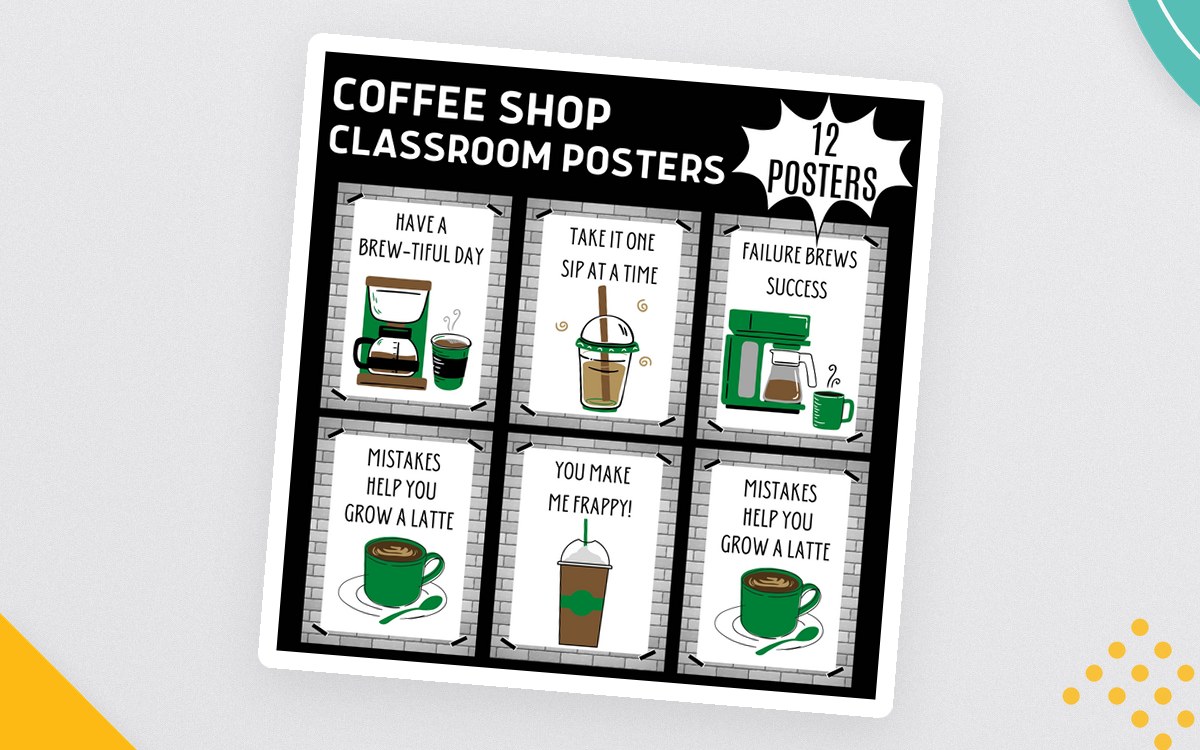 12 Coffee Shop Classroom Posters teaching resource preview
