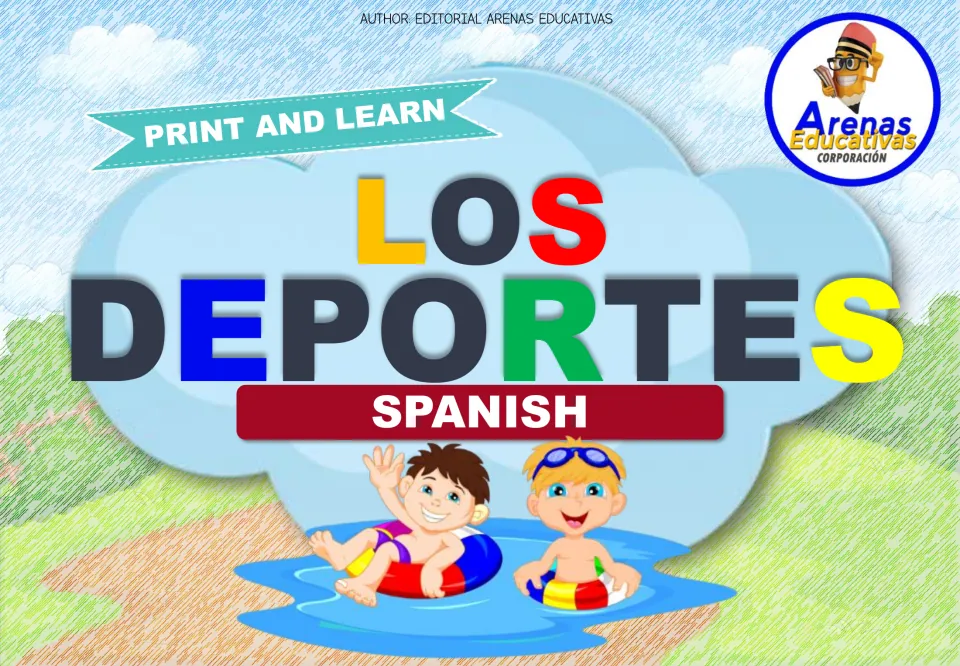 Cover of the Spanish sports flashcard set titled 'Los deportes' (Sports), with 'Print and Learn' above