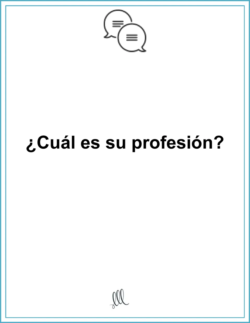 Professions: speaking card with the question ¿Cuál es su profesión? for students to name and talk about an occupation