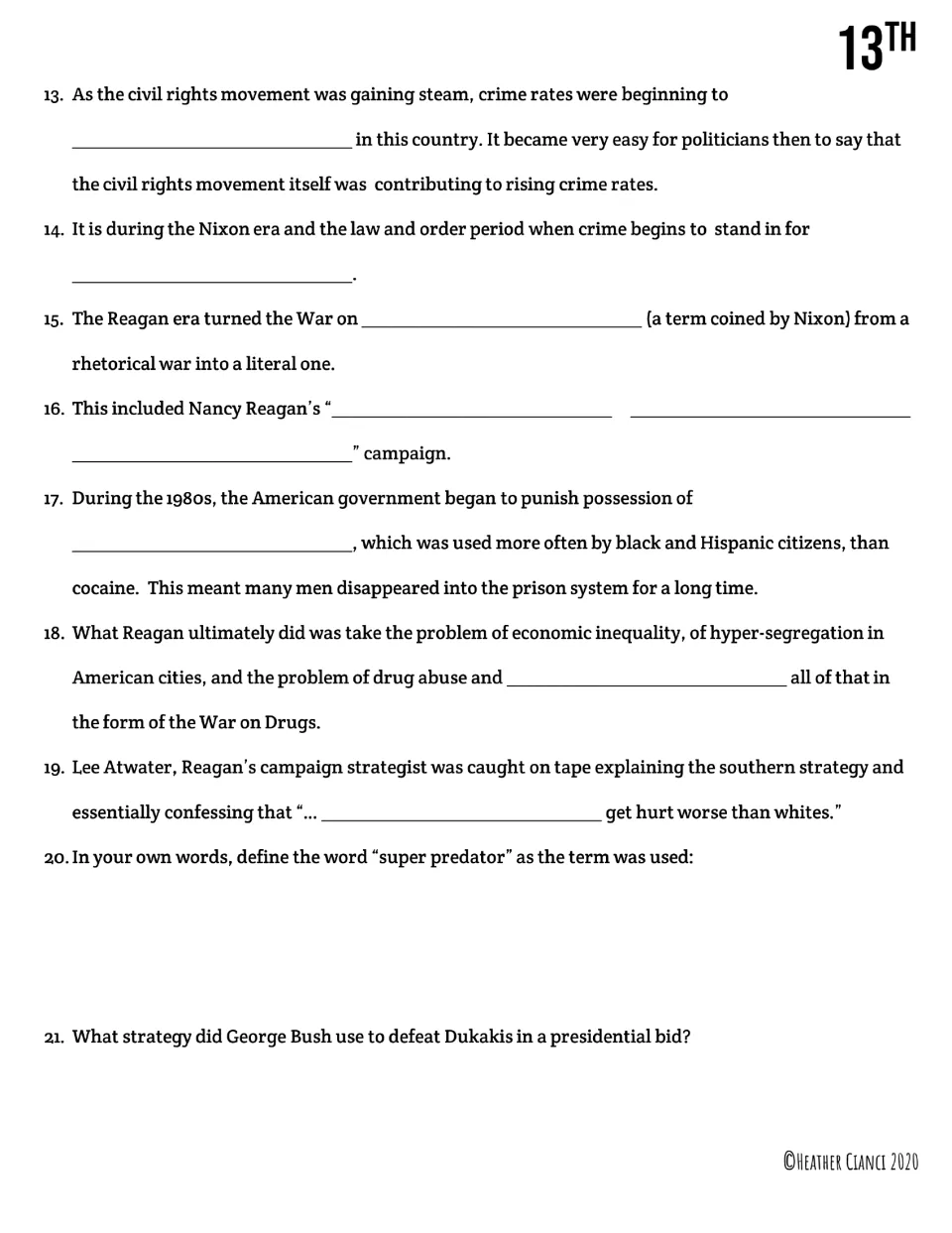 Nixon to Bush era: students fill in blanks on the War on Drugs, crack sentencing, Lee Atwater and the super predator term
