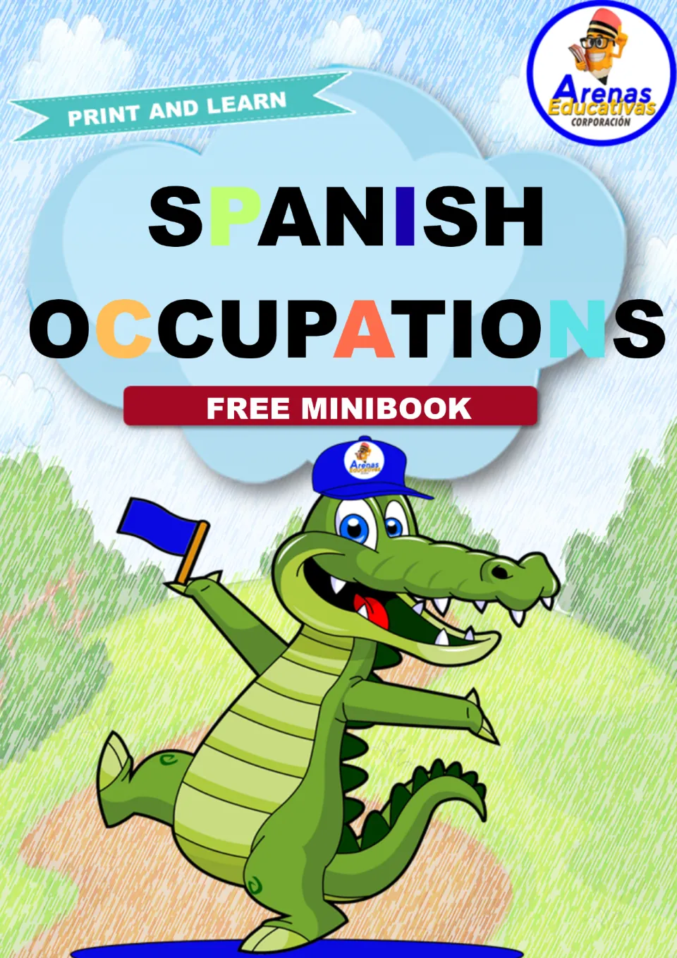 Spanish occupations coloring mini book cover with the headings 'SPANISH OCCUPATIONS' and 'FREE MINIBOOK'