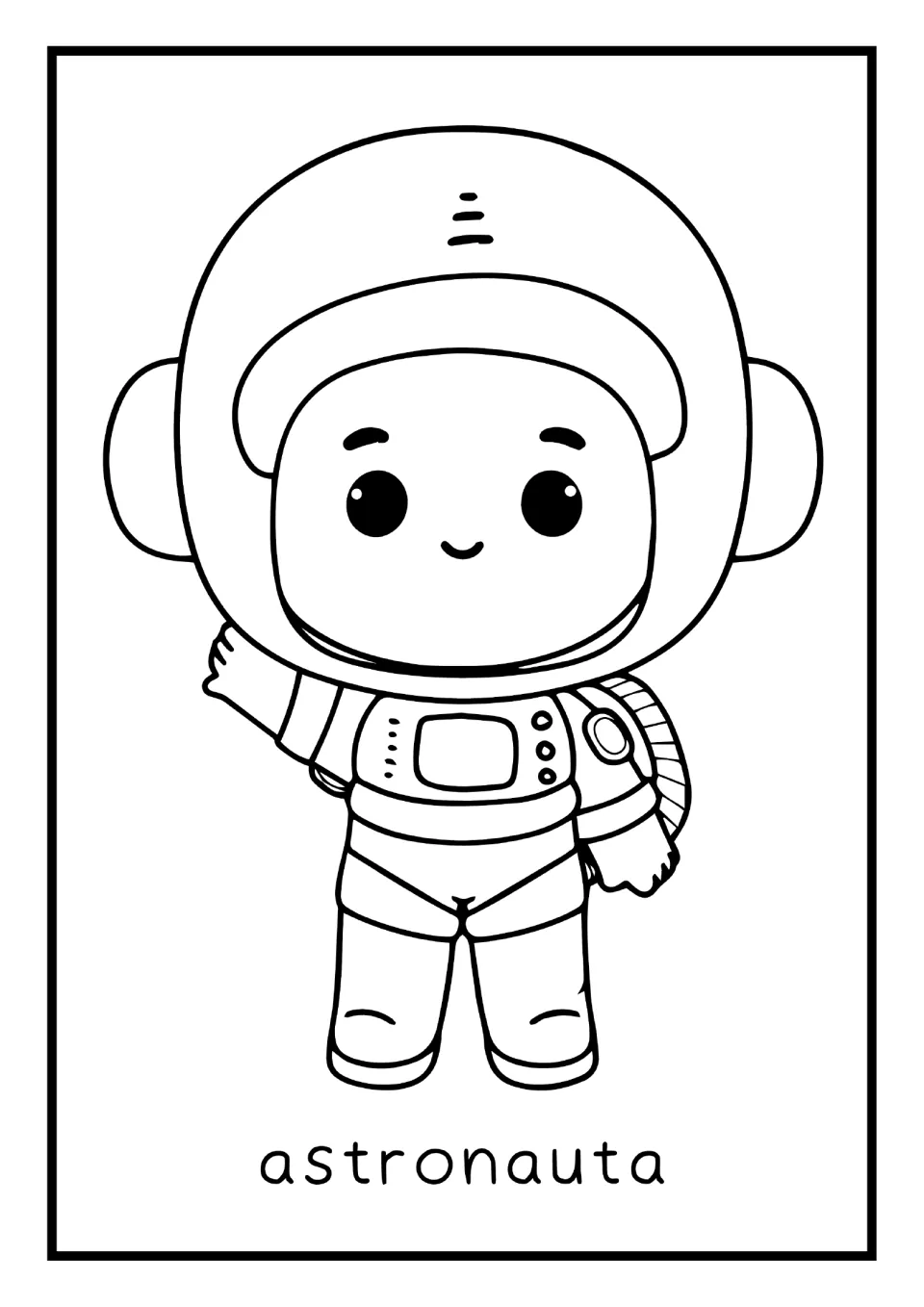 Spanish occupations mini book coloring page labeled 'astronauta' (astronaut), showing an astronaut in a spacesuit