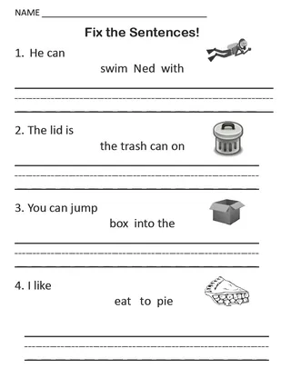 1st Grade Fix-It Sentences – 40 Practice Set – sample page 3