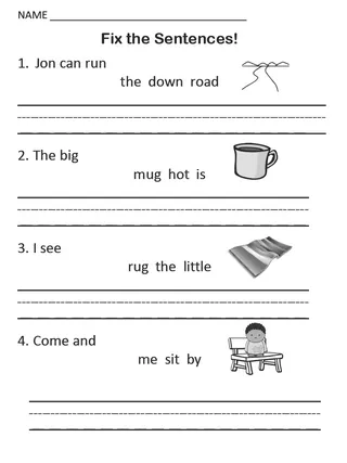 1st Grade Fix-It Sentences – 40 Practice Set – sample page 4