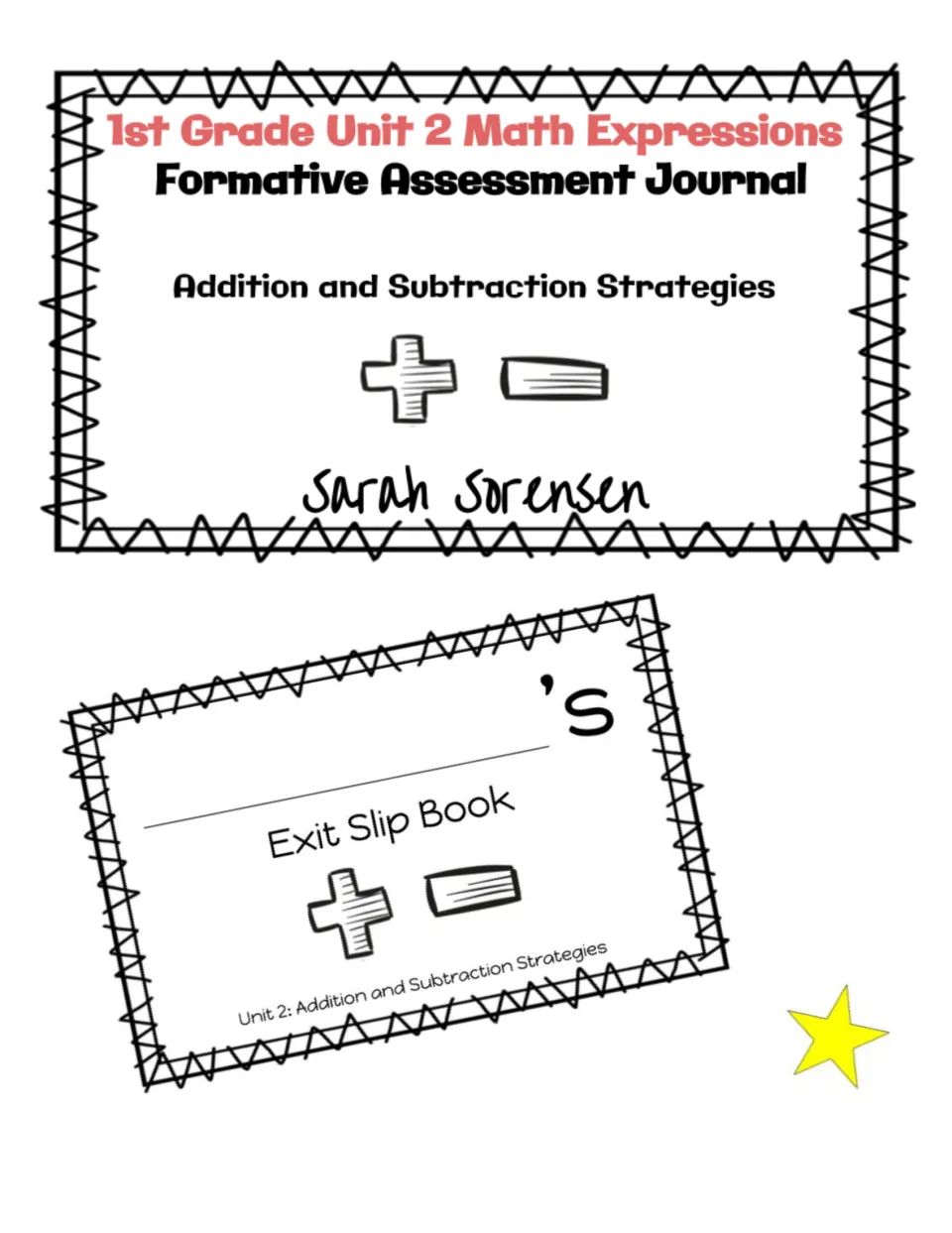 Cover: Unit 2 Math Expressions formative assessment journal on addition and subtraction strategies, with exit slip book