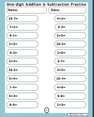 Math Test 1St Grade – sample page 2
