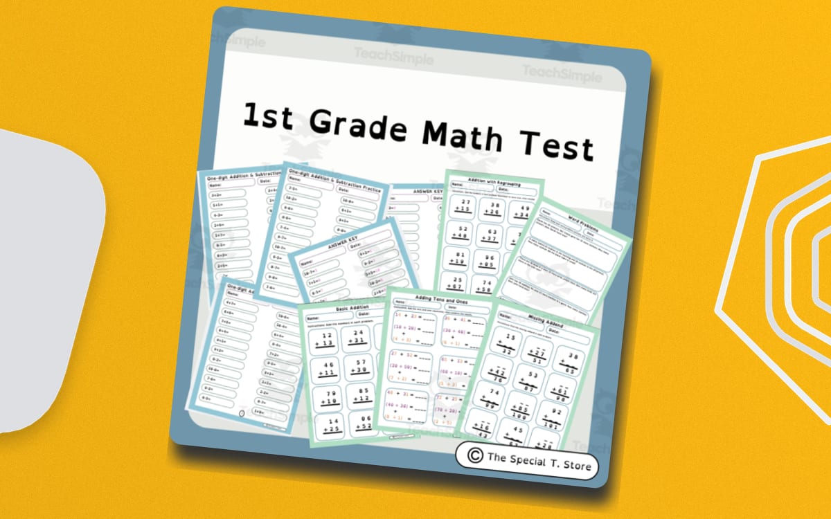 1st Grade Math Test teaching resource preview