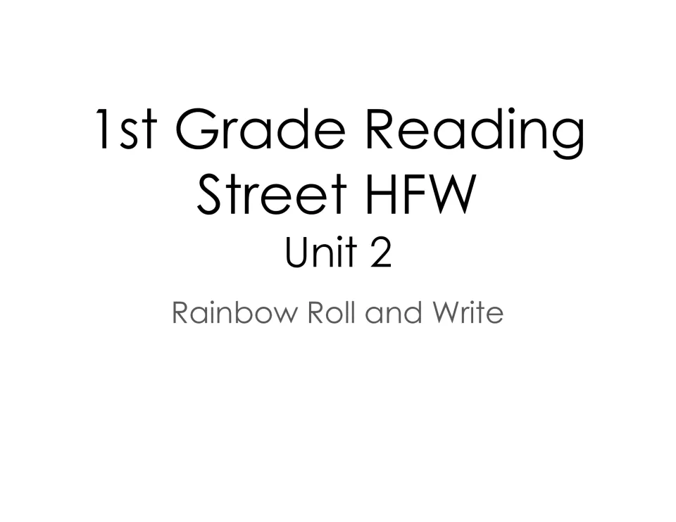1st Grade Reading Street HFW Unit 2 cover for Rainbow Roll and Write high-frequency word practice pages