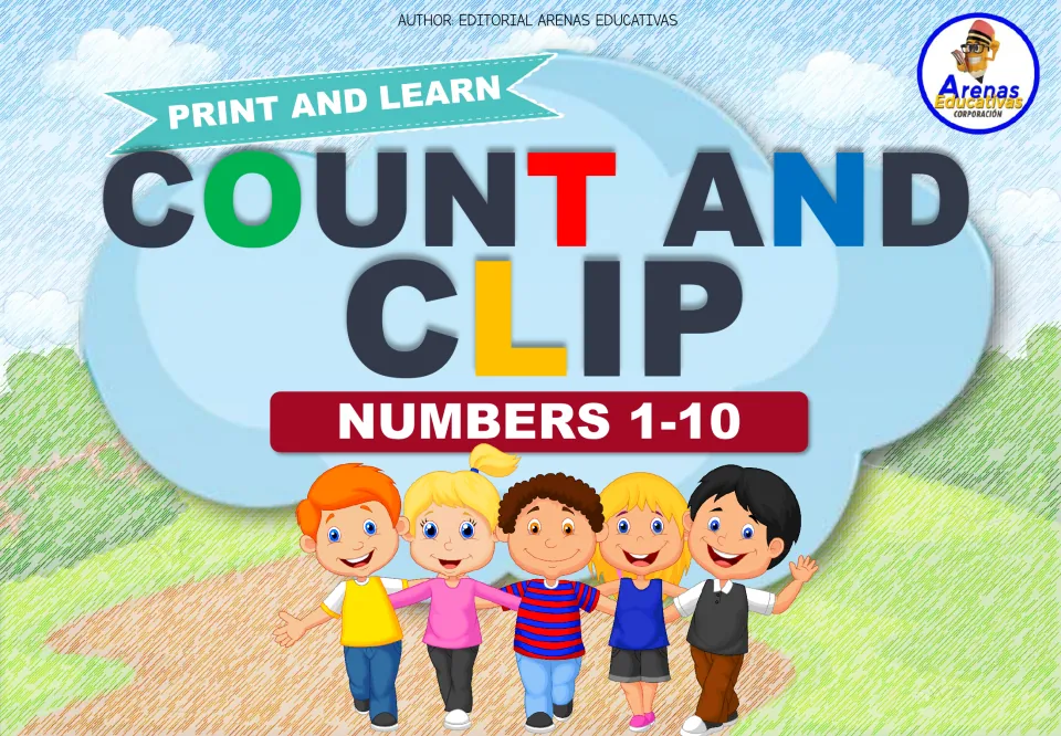 Cover of the Thanksgiving count-and-clip card set, headed 'Print and Learn' and 'Count and Clip Numbers 1–10'