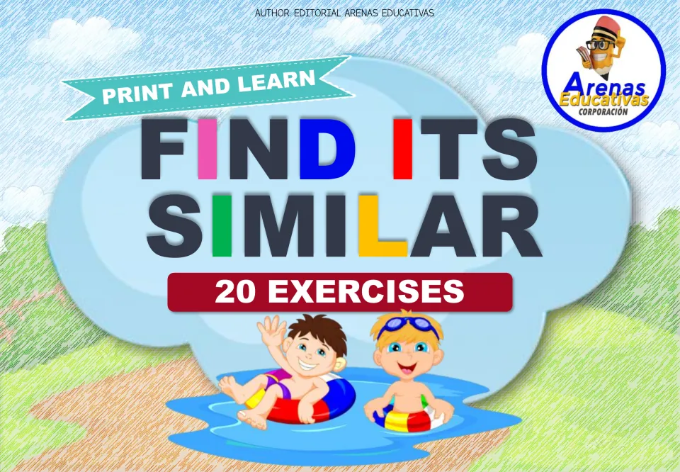 Cover of the animal matching resource labeled 'Print and Learn', 'Find Its Similar', and '20 Exercises'