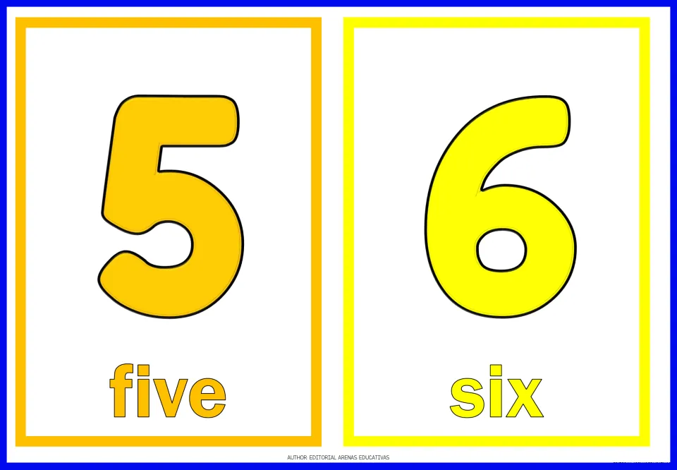Numbers 5 and 6: students read the numerals 5 and 6 with the number words five and six printed beneath each