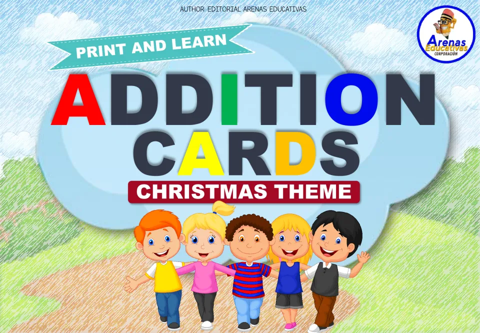 Cover of the Christmas addition card resource, titled 'Addition Cards' with the words 'Christmas Theme'