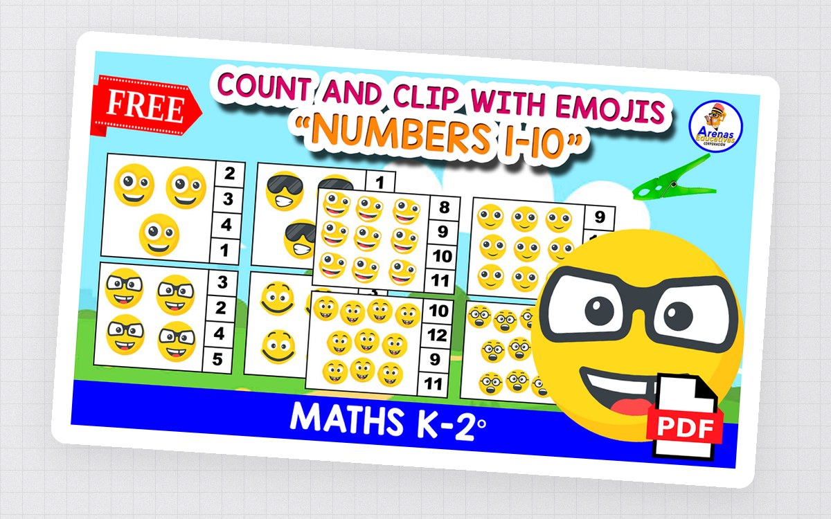 20 FREE COUNTING CLIP CARDS 1 TO 10 | Emojis Themed preview