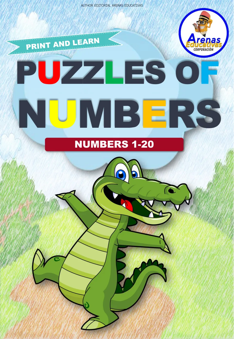 Cover of the number puzzle set, labeled 'Puzzles of Numbers,' 'Numbers 1–20,' and 'Print and Learn'