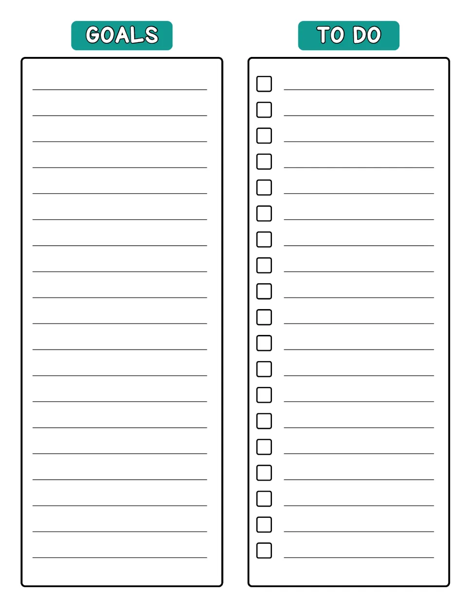 August planning: a Goals section for monthly aims beside a To Do checklist of 19 tick-off items for teacher tasks
