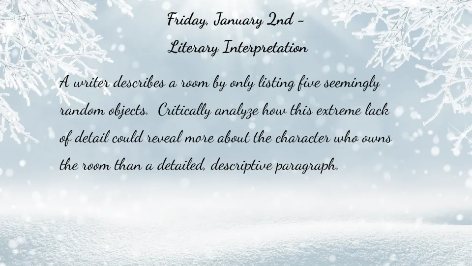 January 2 bell ringer: analyze how five seemingly random objects in a room can reveal its owner's character