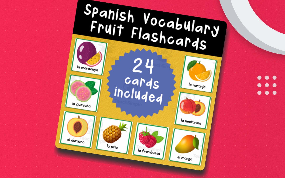 Spanish Fruit Flashcards – 24 Vocabulary Cards preview
