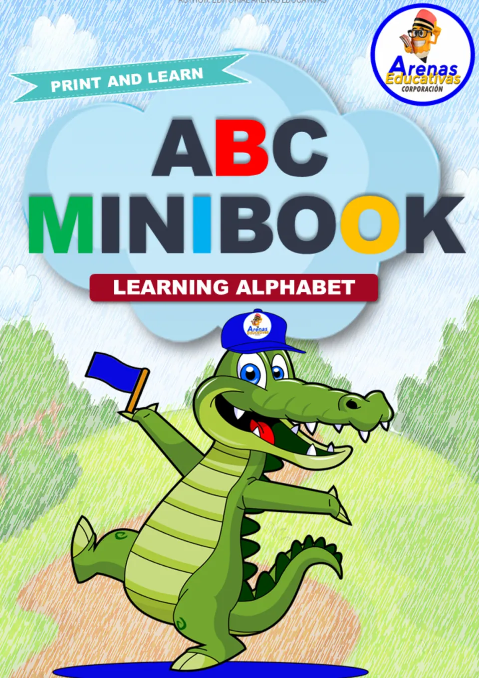 Cover of the animal alphabet resource headed 'ABC MINIBOOK', 'LEARNING ALPHABET', and 'PRINT AND LEARN'.