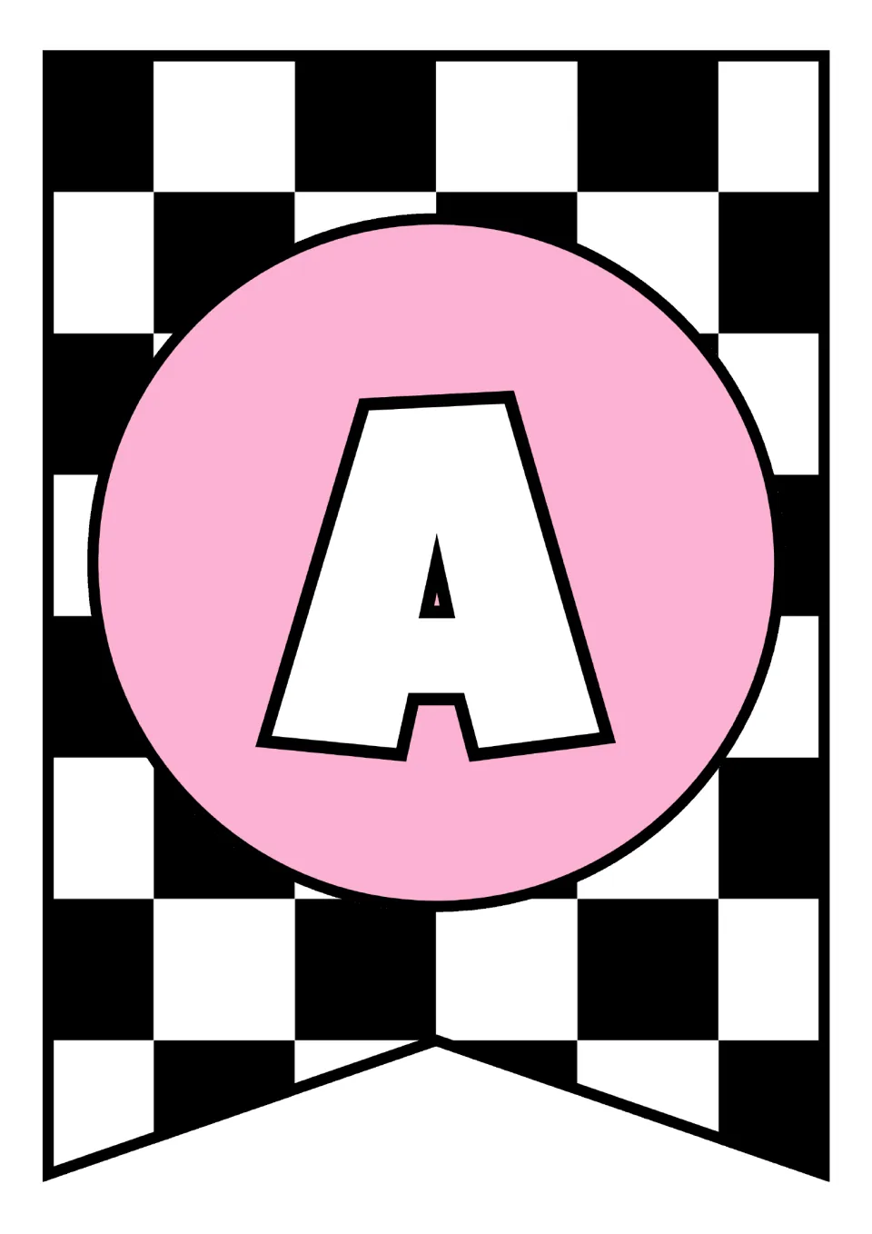 Alphabet pennant featuring uppercase A, the first letter in the printable classroom alphabet decor set