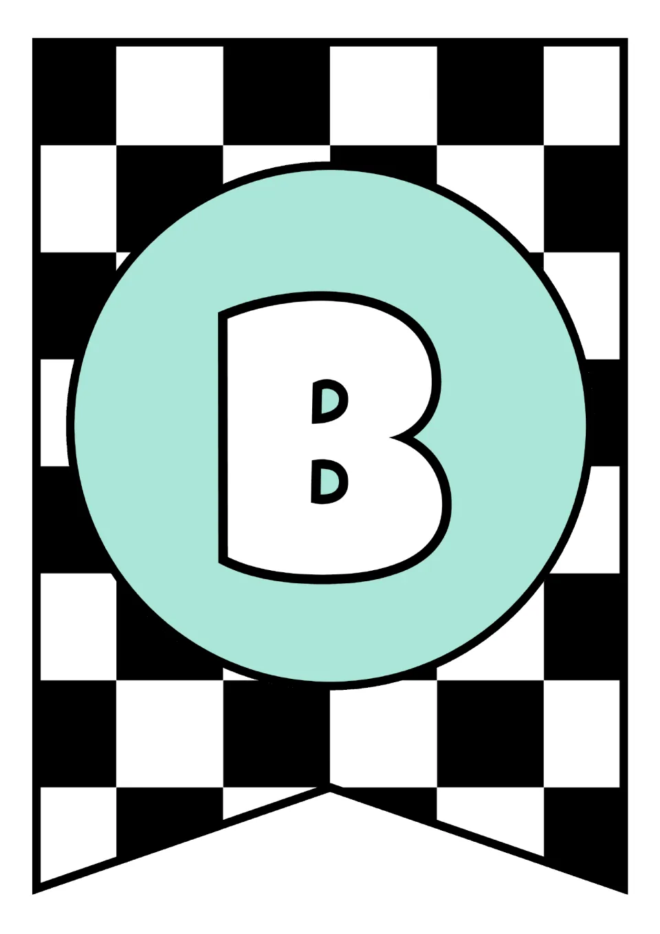 Alphabet pennant featuring uppercase B, the second letter in the printable classroom alphabet decor set