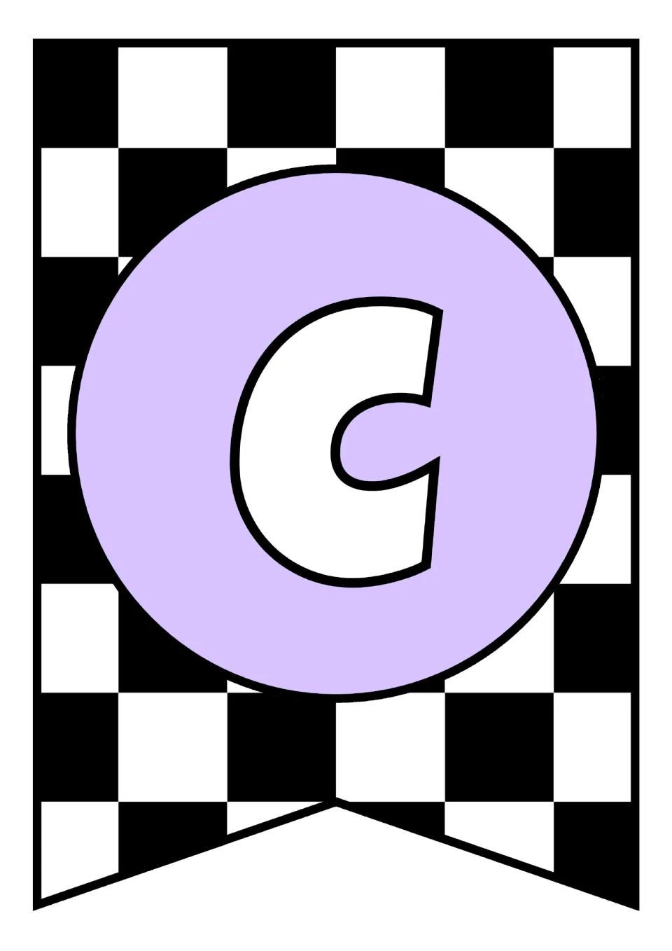Alphabet pennant featuring uppercase C, the third letter in the printable classroom alphabet decor set