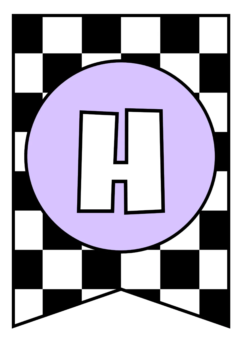 Alphabet pennant featuring uppercase H, the eighth letter in the printable classroom alphabet decor set